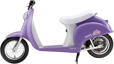 Razor Pocket Mod Miniature Euro 24V Electric Kids Ride On Retro Scooter, Purple