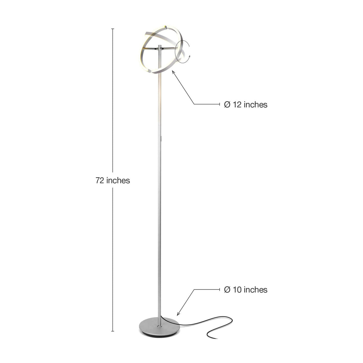 Brightech Halo Split LED Torchiere Bright Standing Floor Lamp, Platinum (Used)