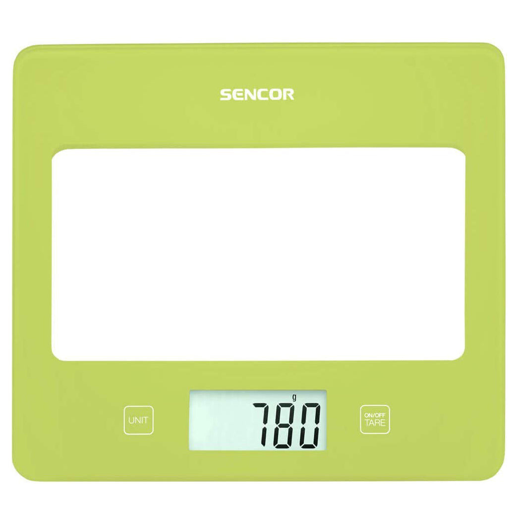 Sencor Slim Glass Digital Kitchen Scale with LED Display, Green (Open Box)