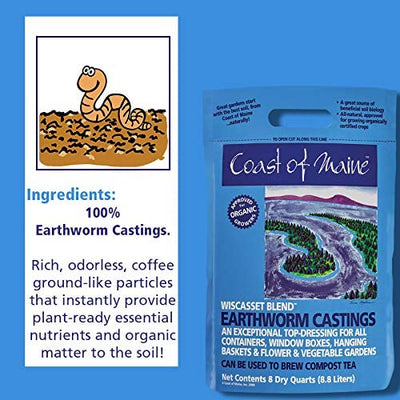 Coast of Maine Wiscasset Blend Earthworm Potting Soil, 8 Quart Bag (6 Pack) - VMInnovations