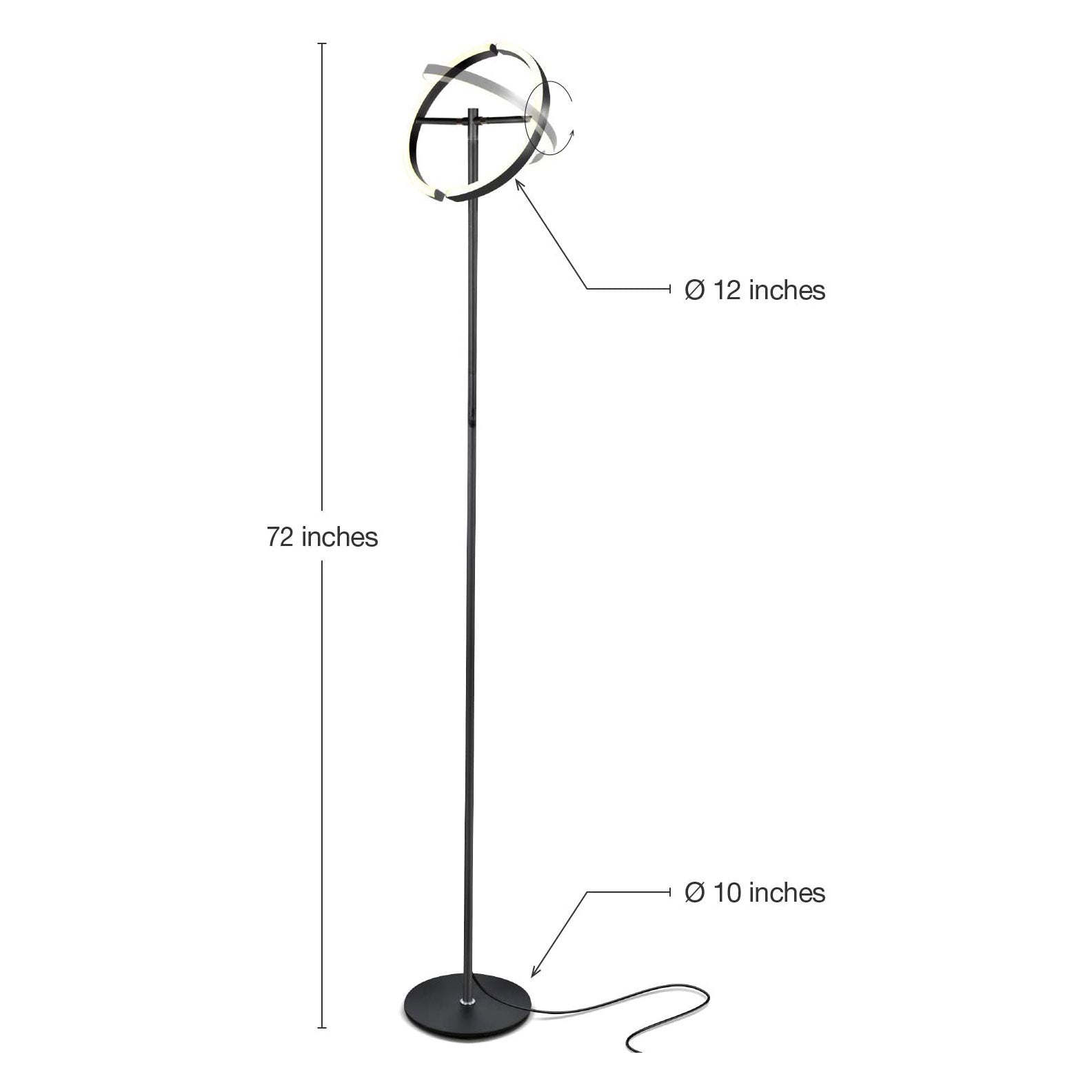Brightech Halo Split LED Bright Standing Floor Lamp, Jet Black Finish (Open Box) - VMInnovations