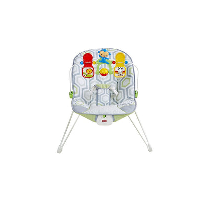 Fisher-Price CMR17 Geo Meadow Interactive Vibrating Safari Baby Bouncer, Green