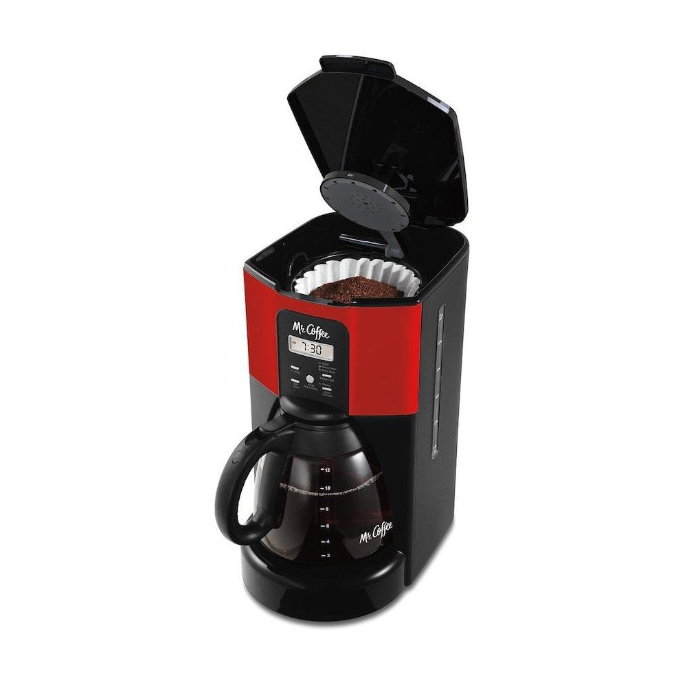 Mr. Coffee Brew 12-Cup Programmable Automatic Drip Coffee Maker, Red (Open Box)