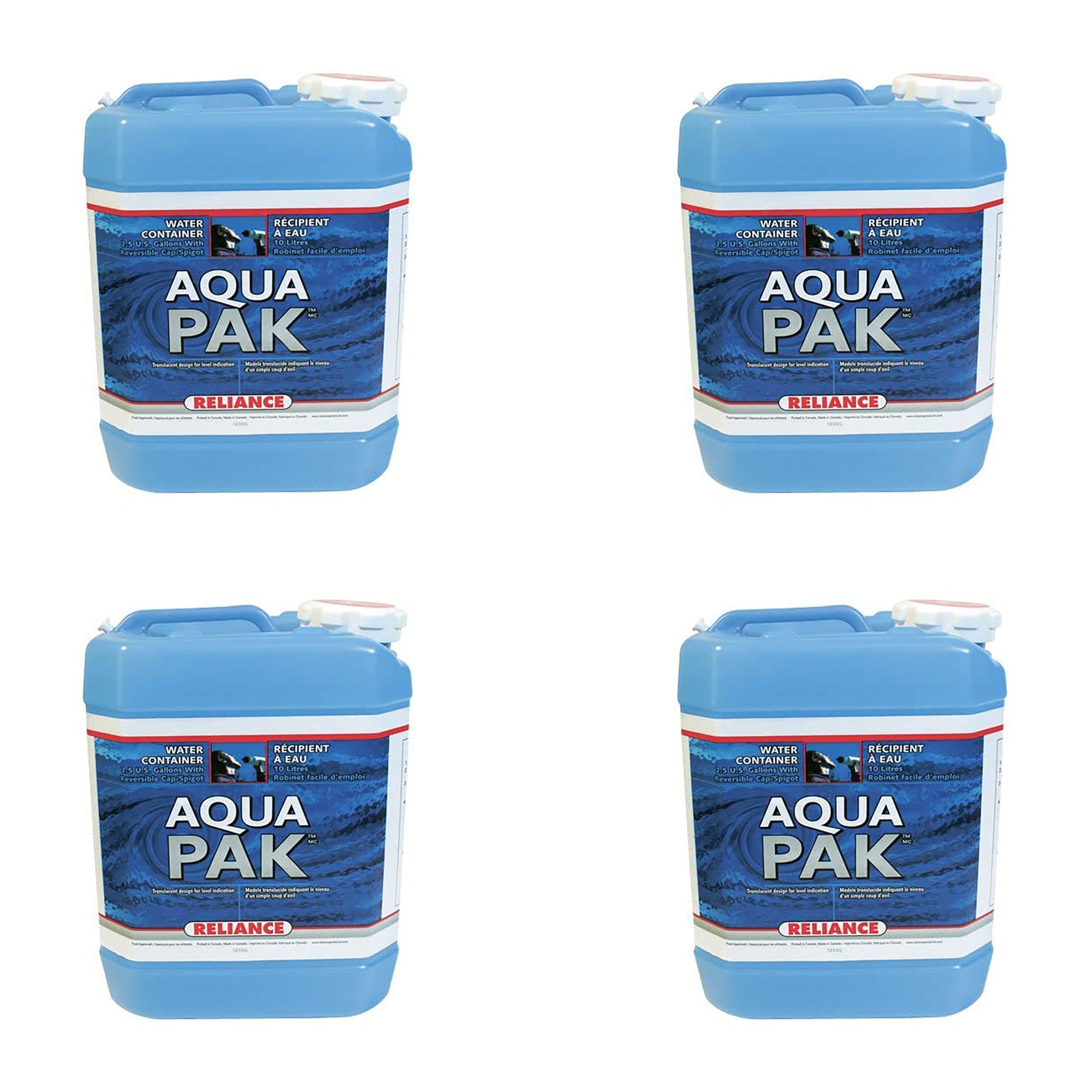 Reliance Products Aqua-Pak 2.5 Gal. Plastic Water Container Storage Jug (4 Pack)