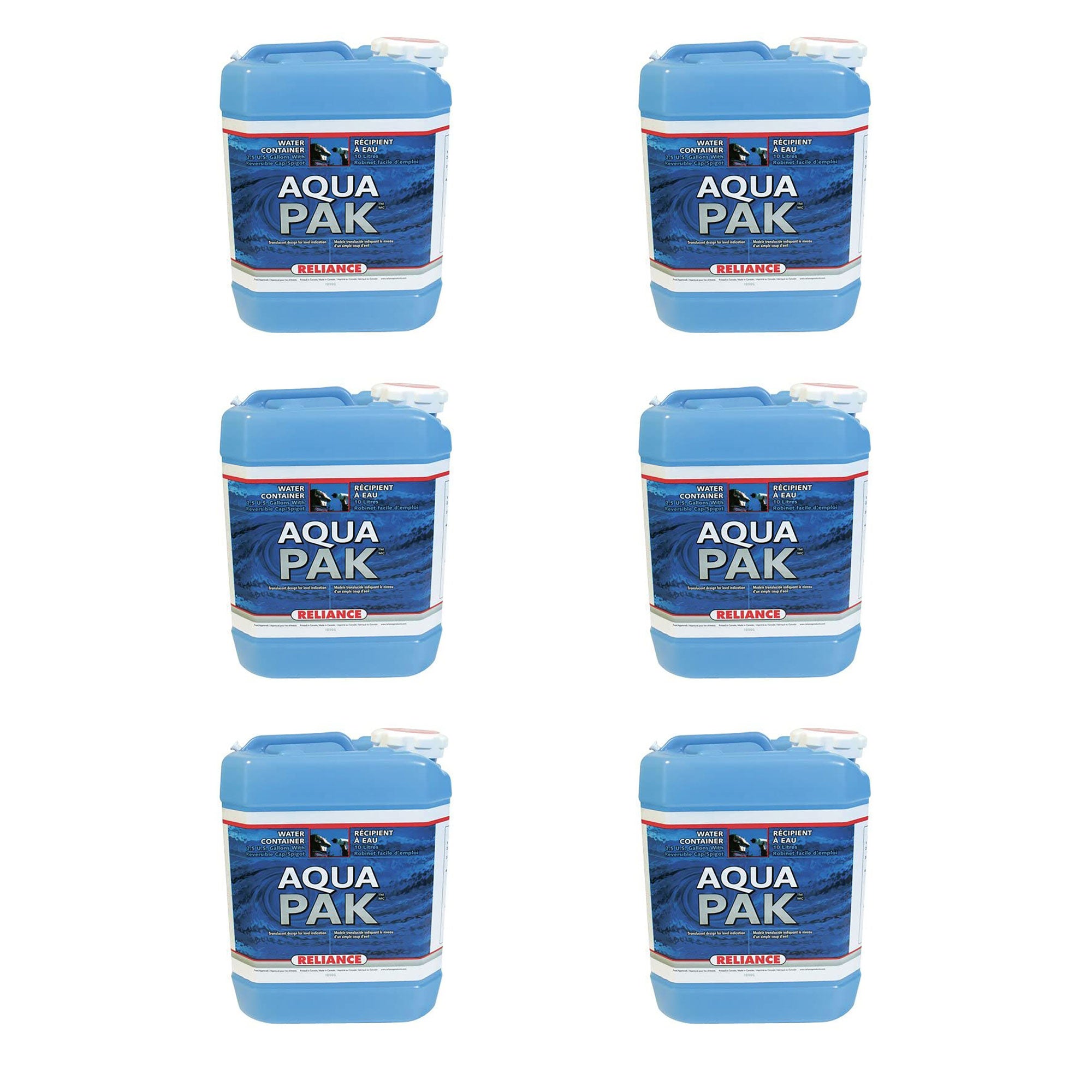 Reliance Products Aqua-Pak 2.5 Gal. Plastic Water Container Storage Jug (6 Pack)