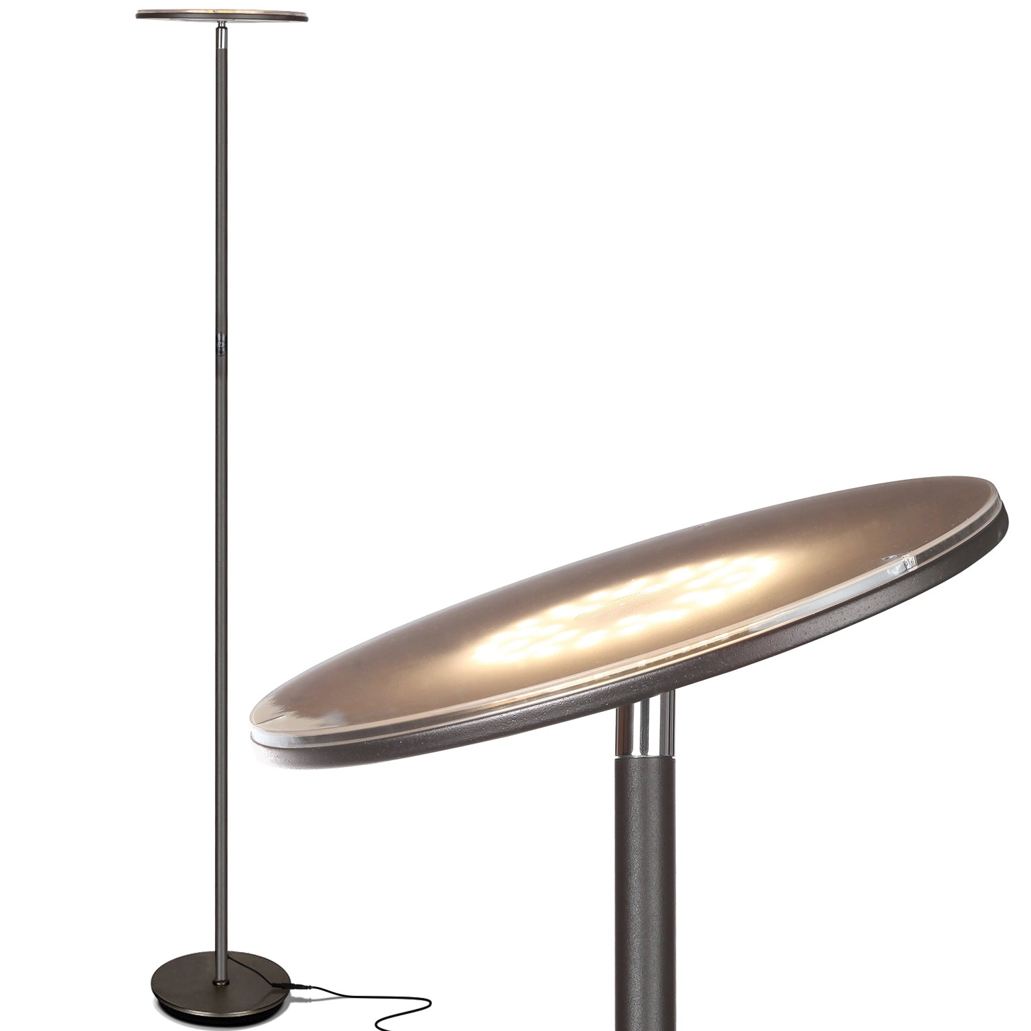 Brightech Sky LED Torchiere Bright Touch Sensor Floor Lamp, Bronze (Open Box) - VMInnovations