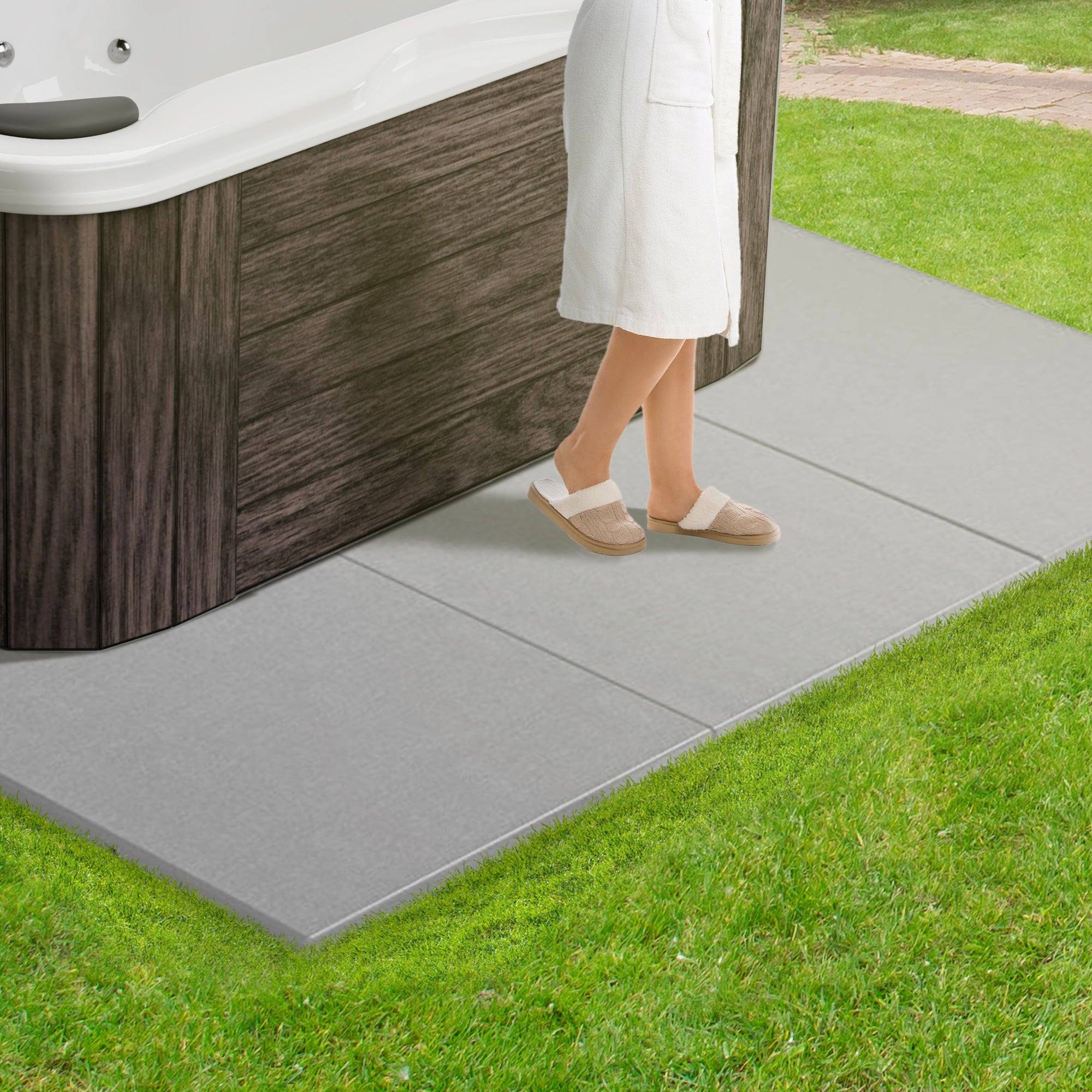 Confer Plastics Handi Spa Pad 32" x 48" Connectable Hot Tub Mat, Gray (3 Pack) - VMInnovations