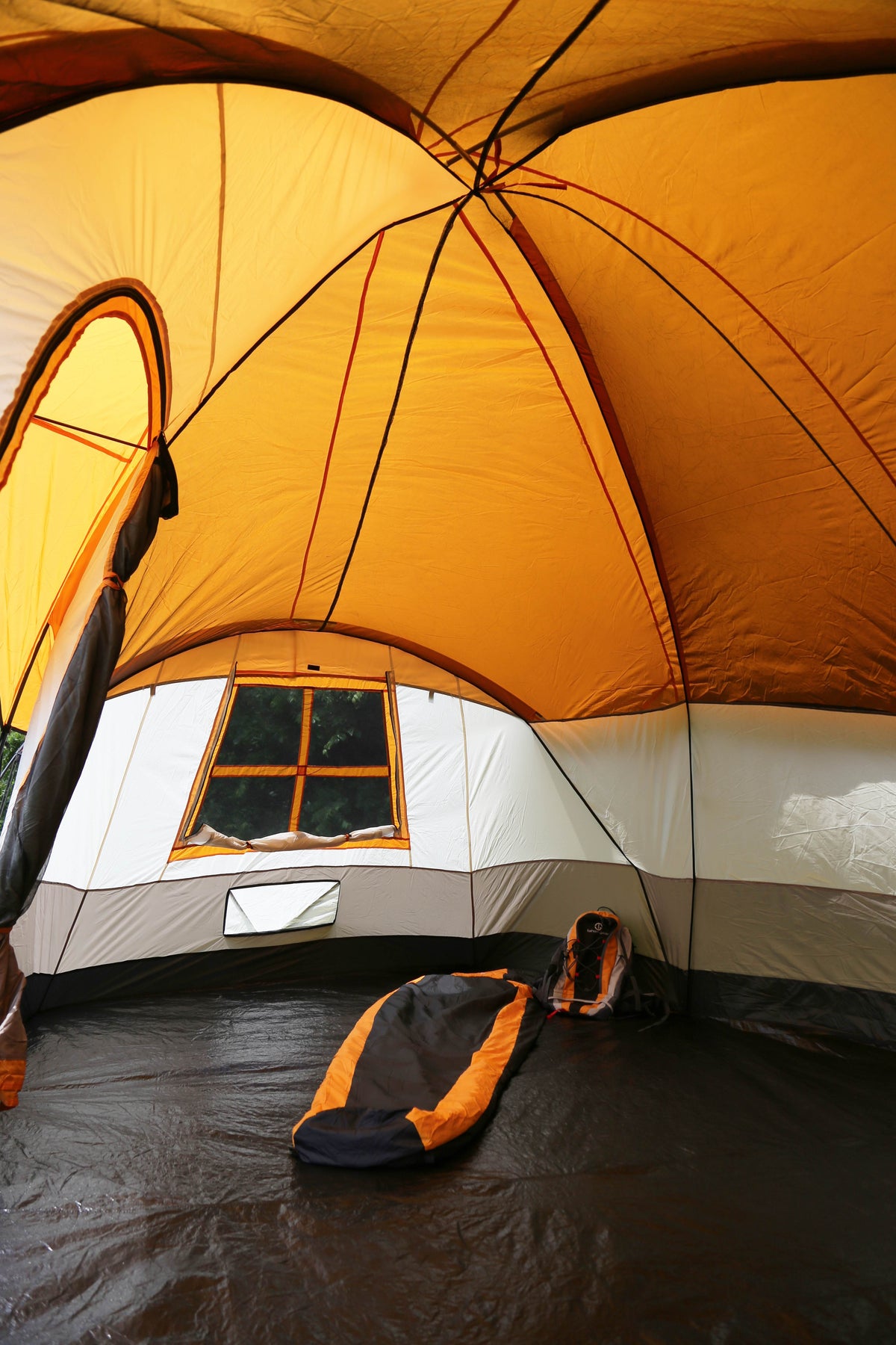 Tahoe Gear Olympia 10 Person Three Season Family Camping Tent |Orange (Open Box)
