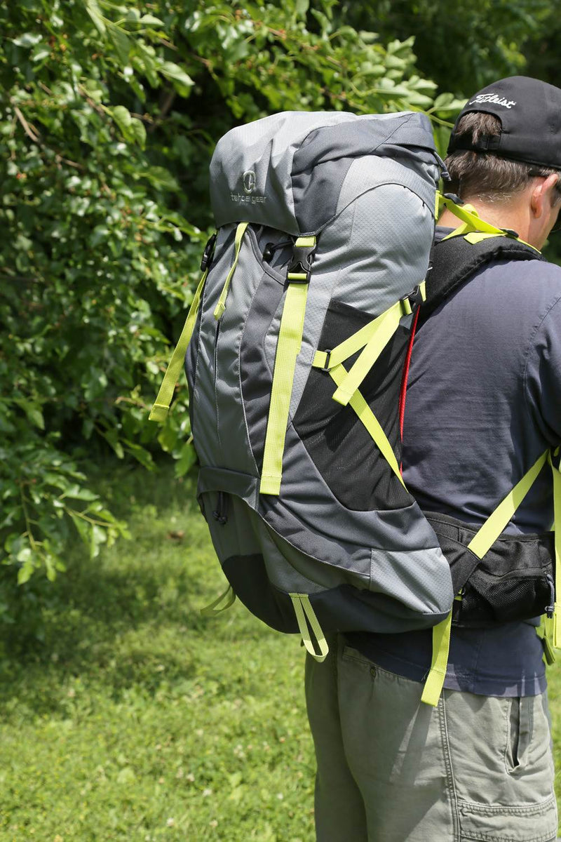 Tahoe Gear Bristol 55L Premium Hiking Internal Frame Backpack - Black/Grey