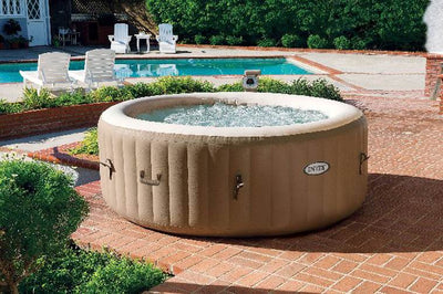 Intex Portable Outdoor 4 Person Inflatable Hot Tub Spa Jet Pool with 6 Filters