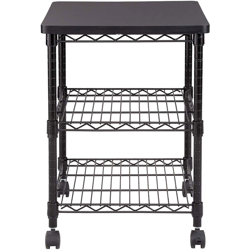 Safco Deskside Wire Machine Stand Utility Cart with 2 Shelves & Wheels (2 Pack)