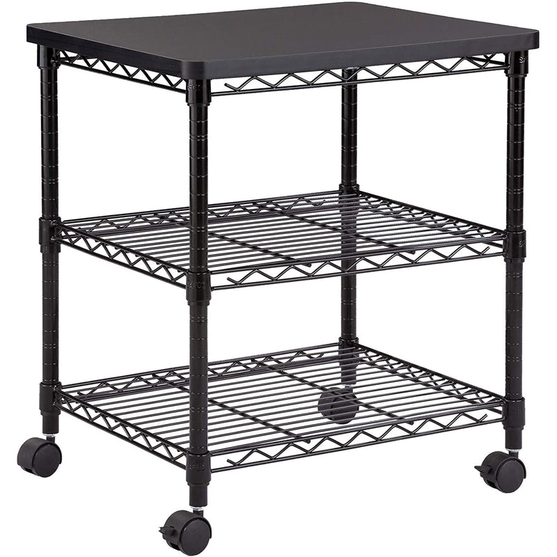 Safco Deskside Wire Machine Stand Utility Cart with 2 Shelves & Wheels (2 Pack)