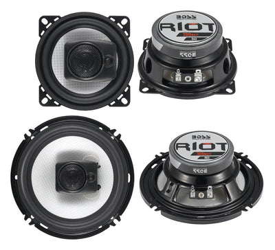 2) Boss R43 4" 200W 3-Way + 2) R63 6.5" 300W 3-Way Car Audio Coaxial Speakers