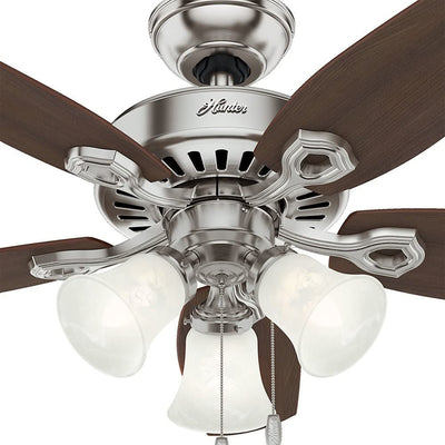 Hunter 42 Inch Traditional Builder Ceiling Fan with 3 LED Lights, Brushed Nickel