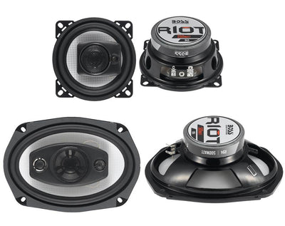 2) Boss R43 4" 200W 3-Way + 2) R94 6x9" 500W 4-Way Car Audio Coaxial Speakers