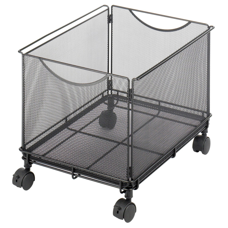 Safco Products 5211BL Steel Mesh Rolling File Cube Cabinet with Wheels, Onyx