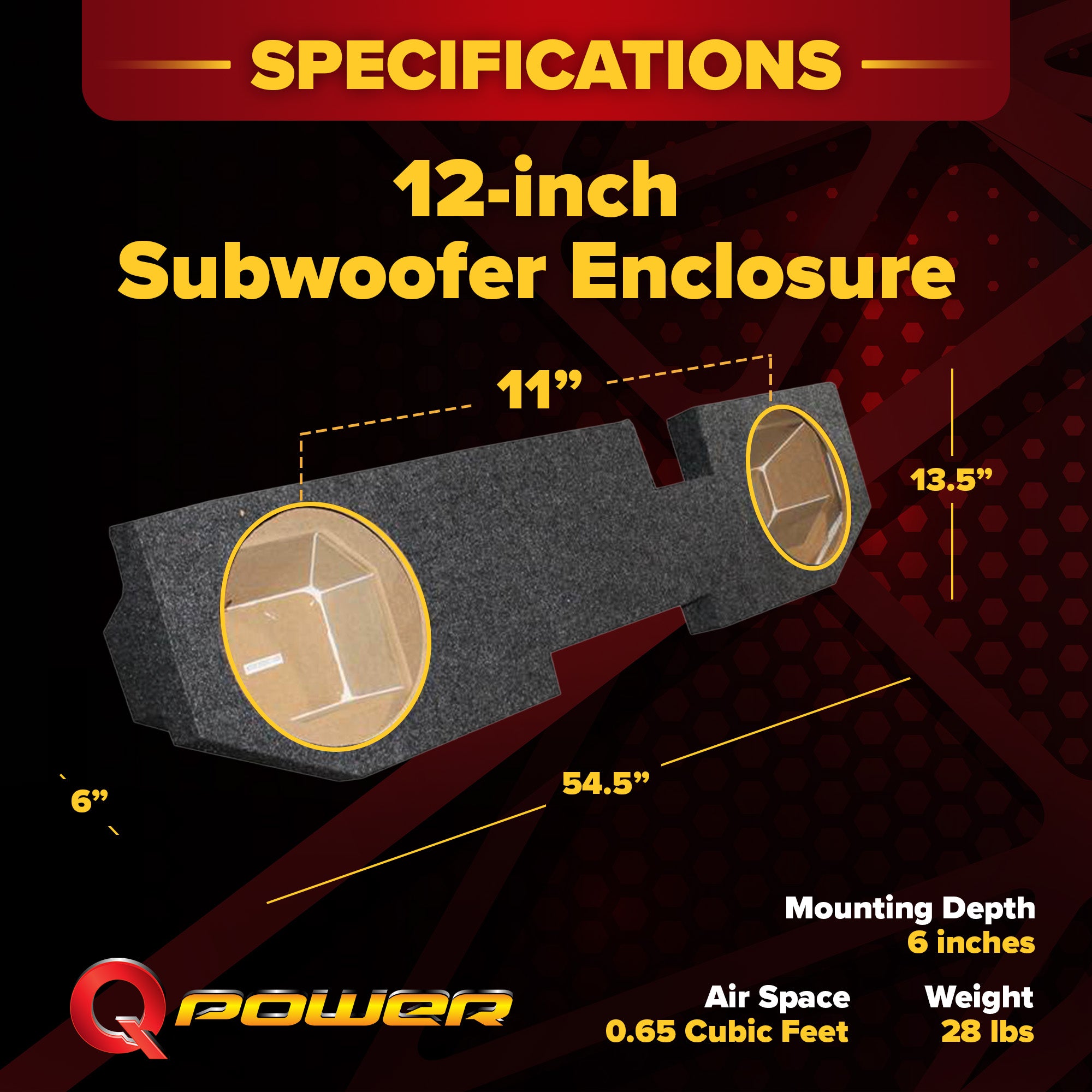 QPower Dual 12" Sub Box for Dodge Ram Crew Cab & Quad Cab 02-18, Classic 19-22