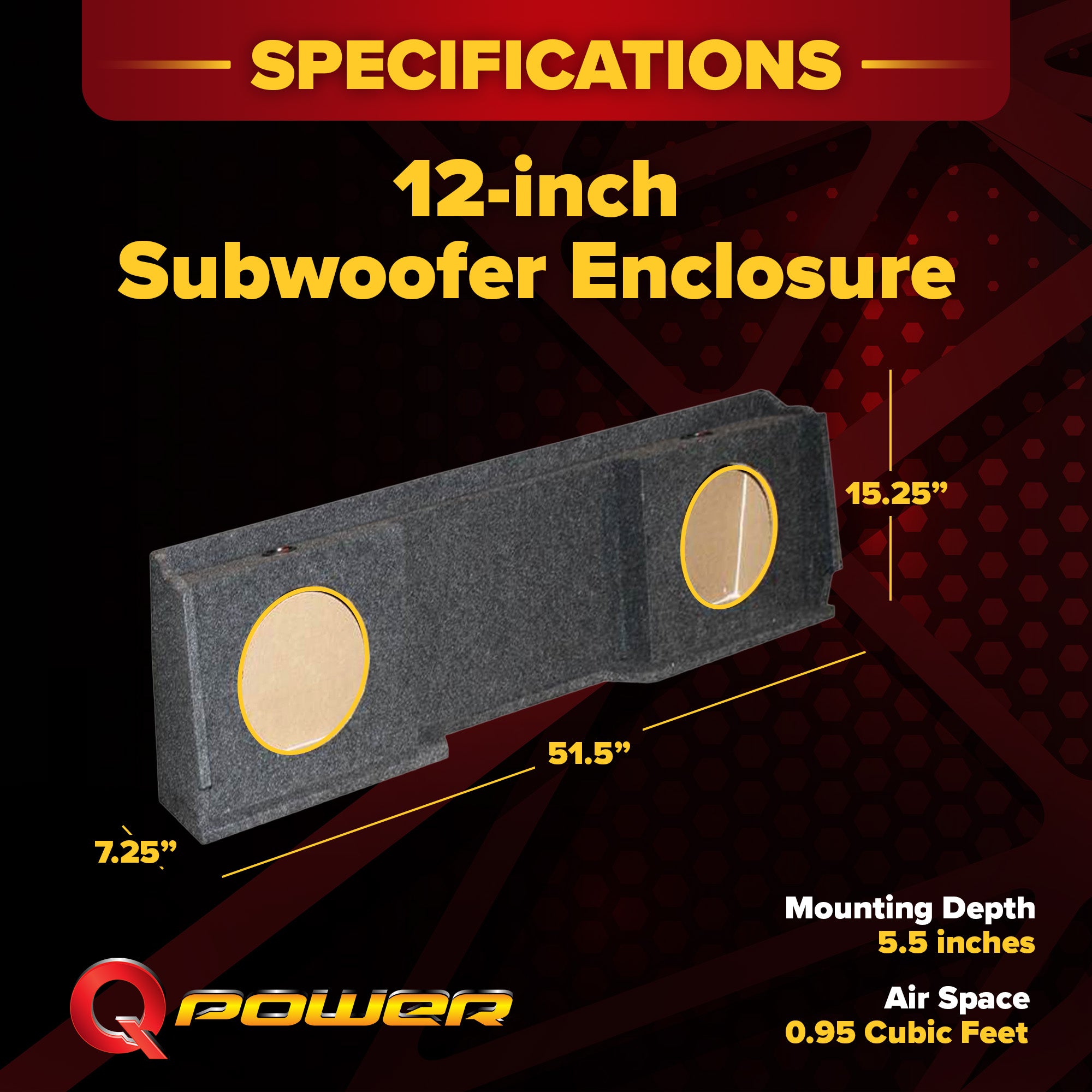 QPower Dual 12" Sub Box for Chevy Silverado & GMC Sierra XCab Classic 1999-2006