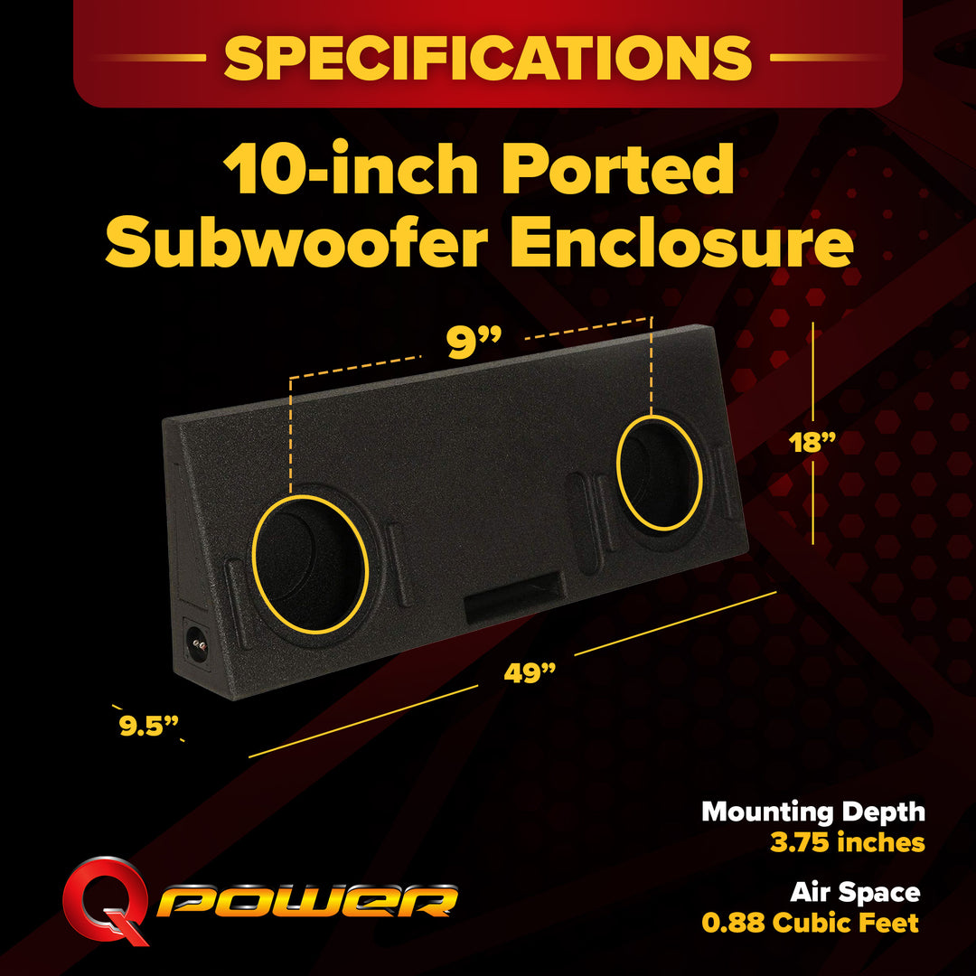 QPower Dual 10" Ported Sub Enclosure Box for Toyota Tundra Crew Max 2014-2021