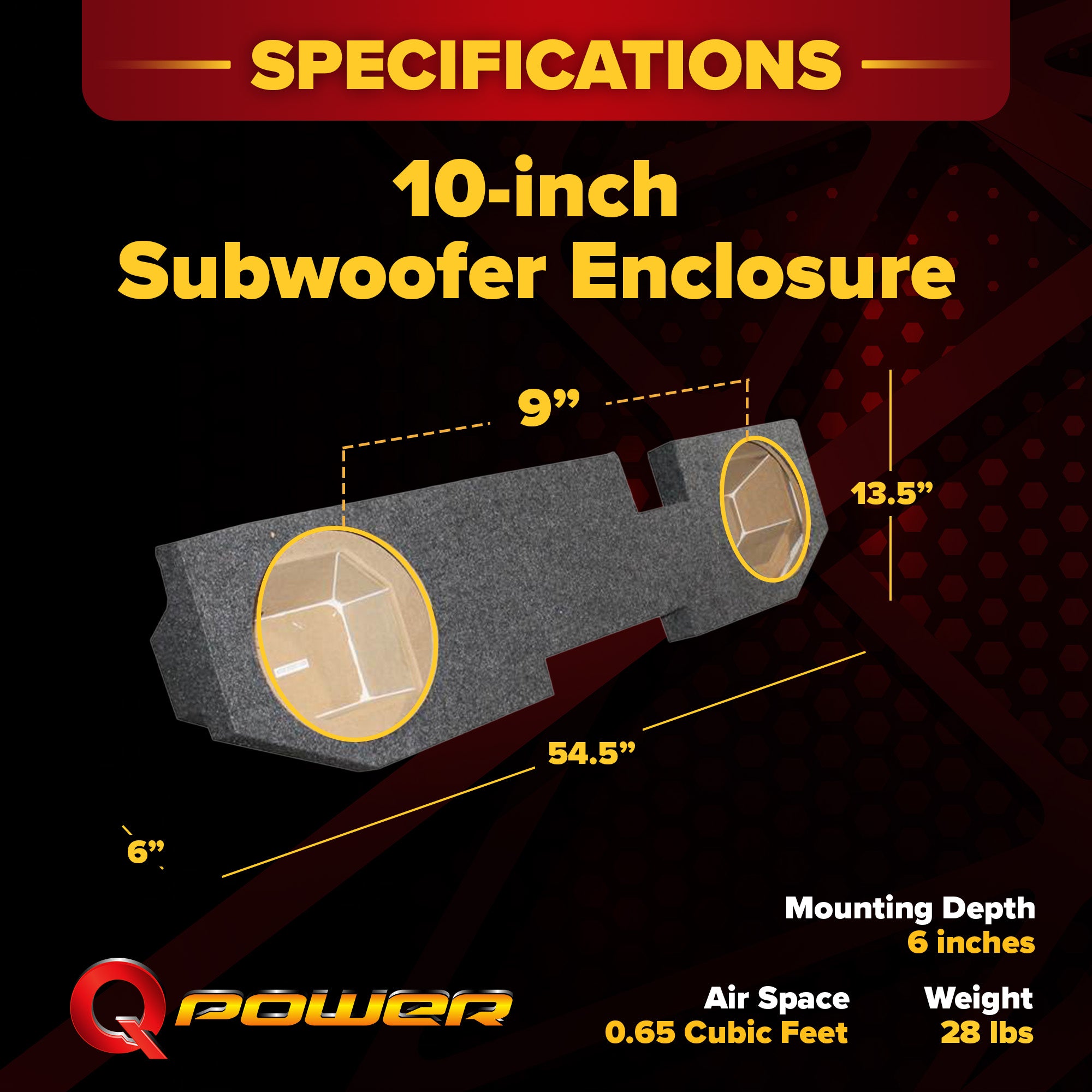 QPower Dual 10" Sub Box for Dodge Ram Crew Cab & Quad Cab 02-18, Classic 19-22