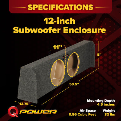 F150 Super Crew '09-'14 Dual 12" Carpet Subwoofer Box Enclosure (Open Box) - VMInnovations