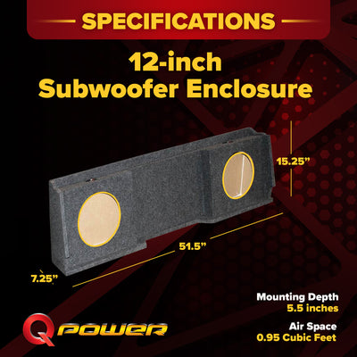 QPower Dual 12" Sub Box for Chevy Silverado & GMC Sierra XCab Classic 1999-2006 - VMInnovations
