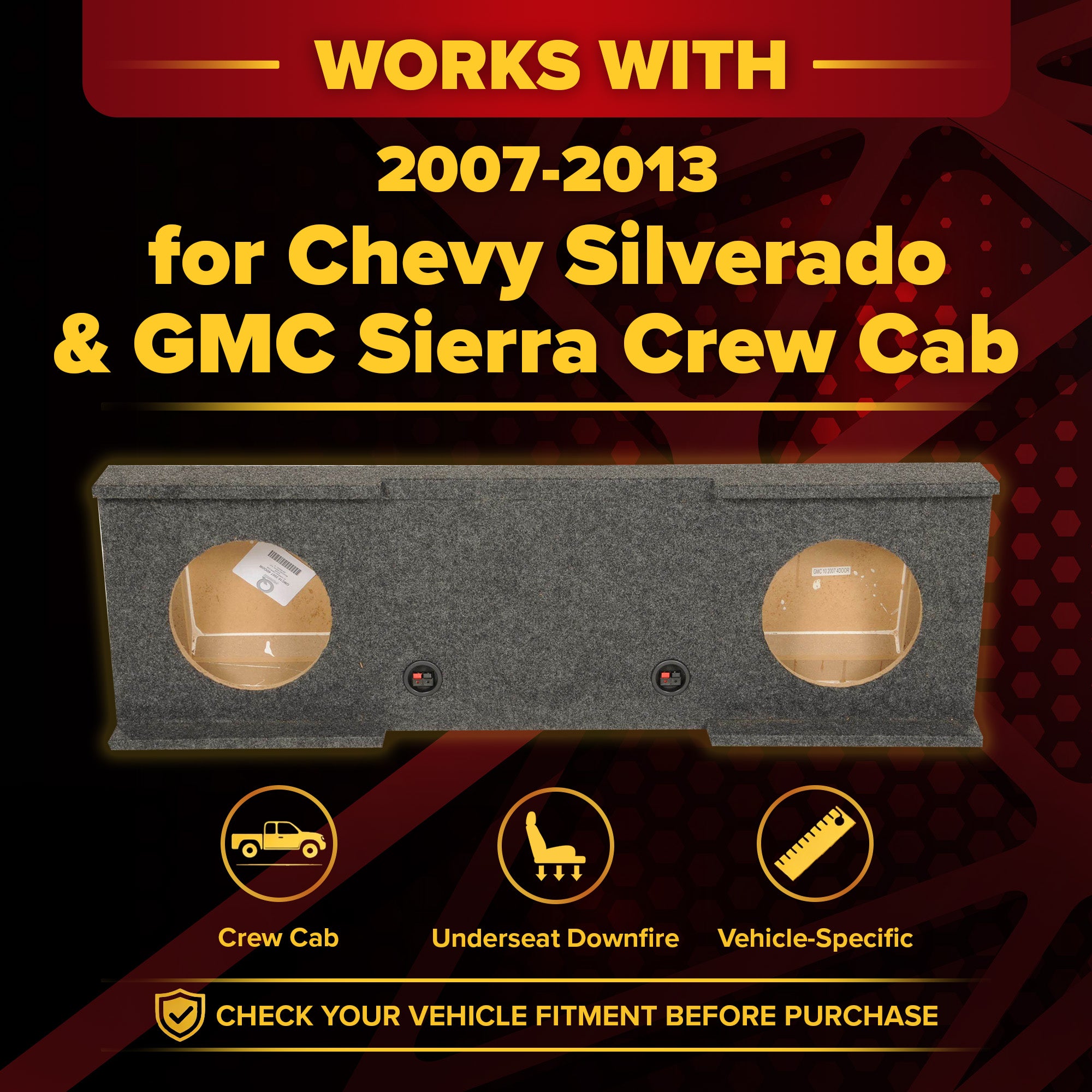 QPower Dual 10" Sub Box - Chevy Silverado Crew Cab & GMC Sierra Crew Cab 07-13 - VMInnovations