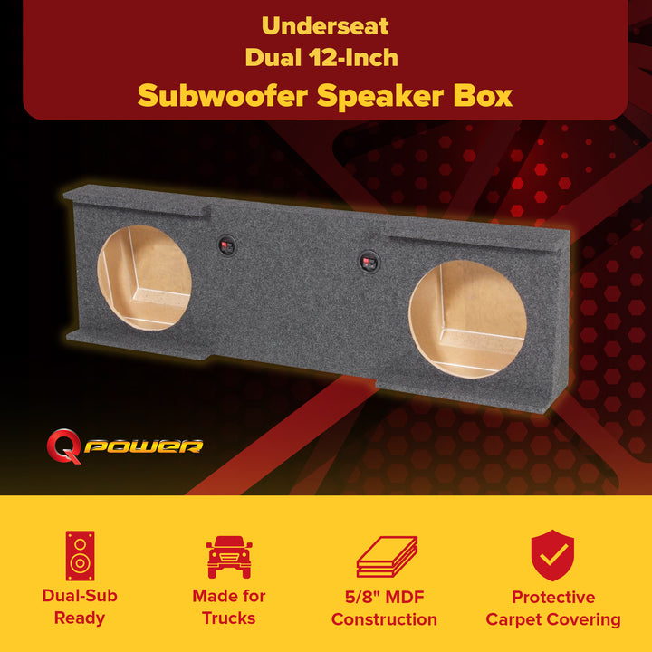 GMC Chevy Crew Cab 2007-2013 Underseat Dual 12" Subwoofer Sub Box (Open Box) - VMInnovations