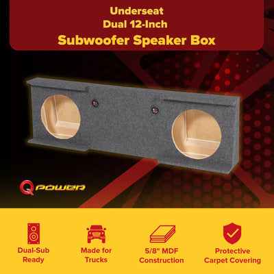 GMC Chevy Crew Cab 2007-2013 Underseat Dual 12" Subwoofer Sub Box (Open Box) - VMInnovations