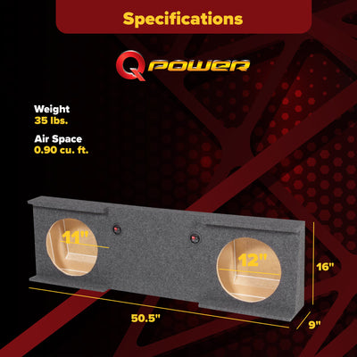 GMC Chevy Crew Cab 2007-2013 Underseat Dual 12" Subwoofer Sub Box (Open Box) - VMInnovations