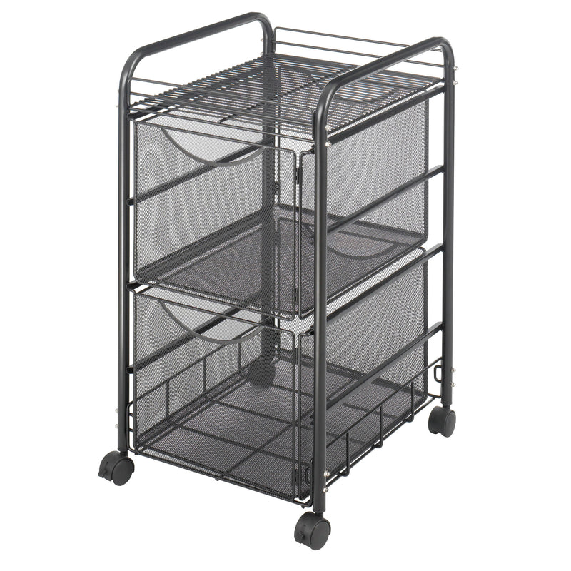 Safco Products 5212BL Steel Mesh Mobile Rolling File Cart with 2 Drawers, Onyx
