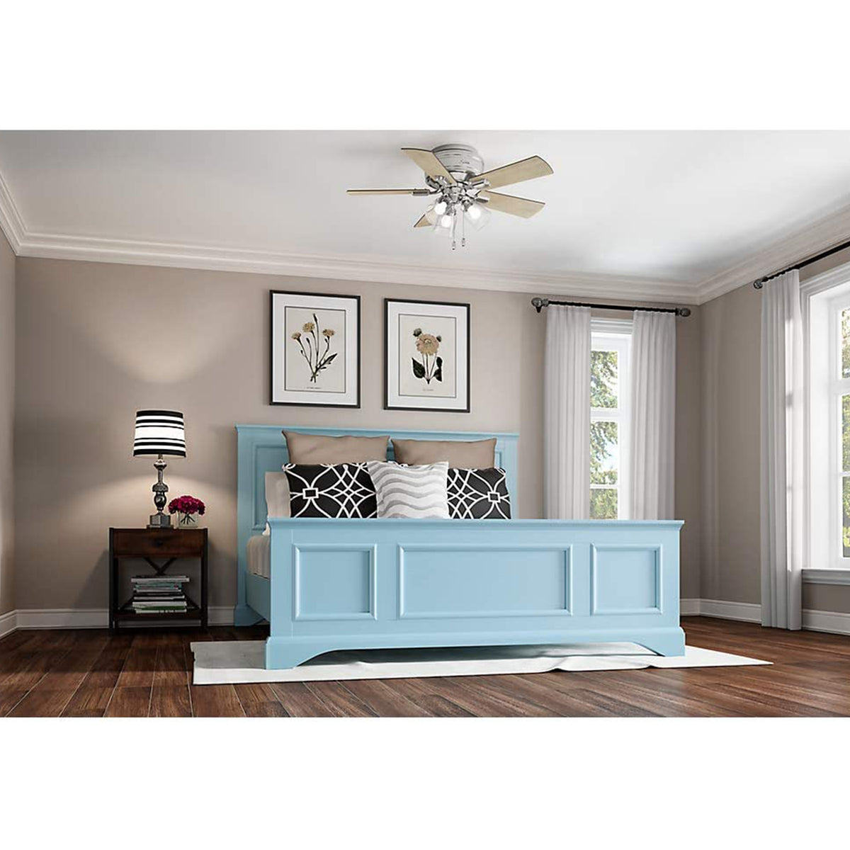 Hunter Crestfield 42 Inch Ceiling Fan with LED Light, Brushed Nickel (Open Box)