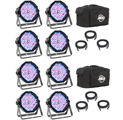 (2) AMERICAN DJ Mega Flat Pak Plus LED Mega Par Profile Systems w/ Bags & Cables