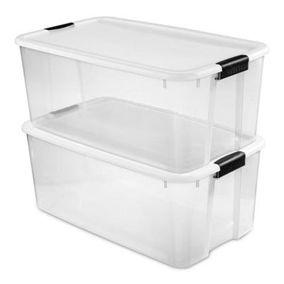 Sterilite 116 Quart Ultra Latching Storage Tote Box Containers Clear (Open Box)