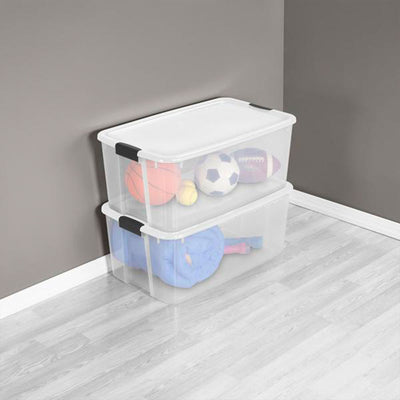 Sterilite 116 Quart Latching Storage Tote Box Containers Clear (Open Box)(4Pack)