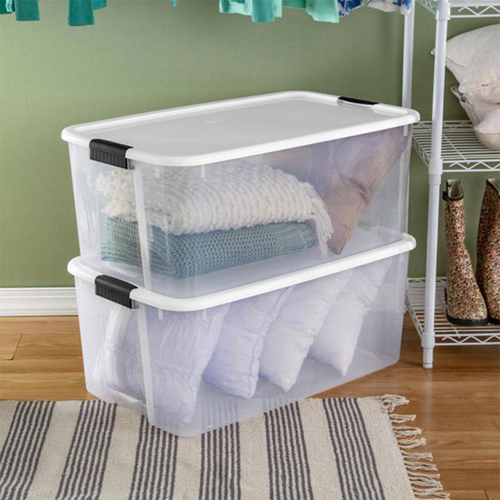 Sterilite 116 Quart Ultra Latching Clear Plastic Storage Tote Container, 16 Pack