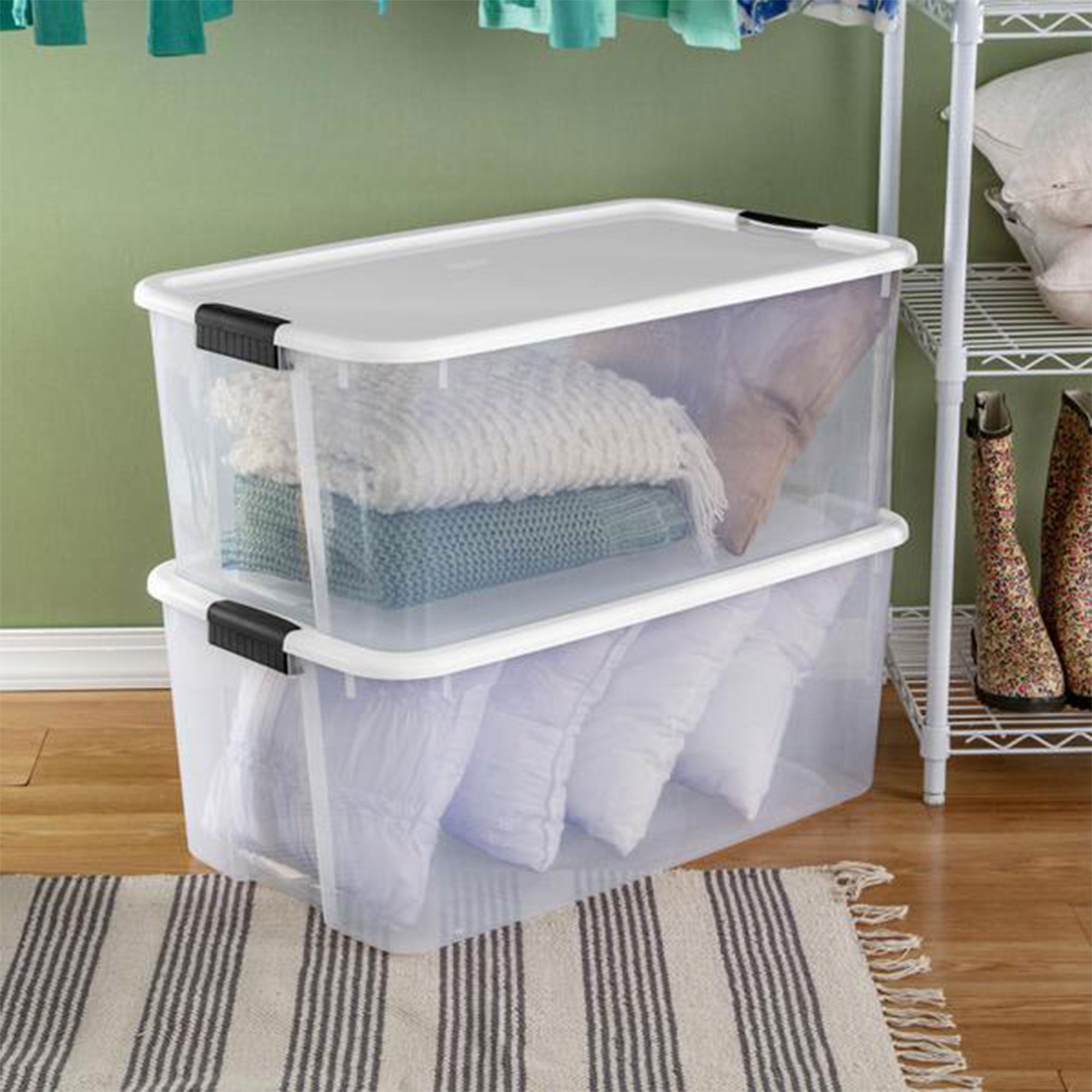 Sterilite 116 Qt Stackable Storage Bin Plastic Organizing Container, 8 Pack - VMInnovations