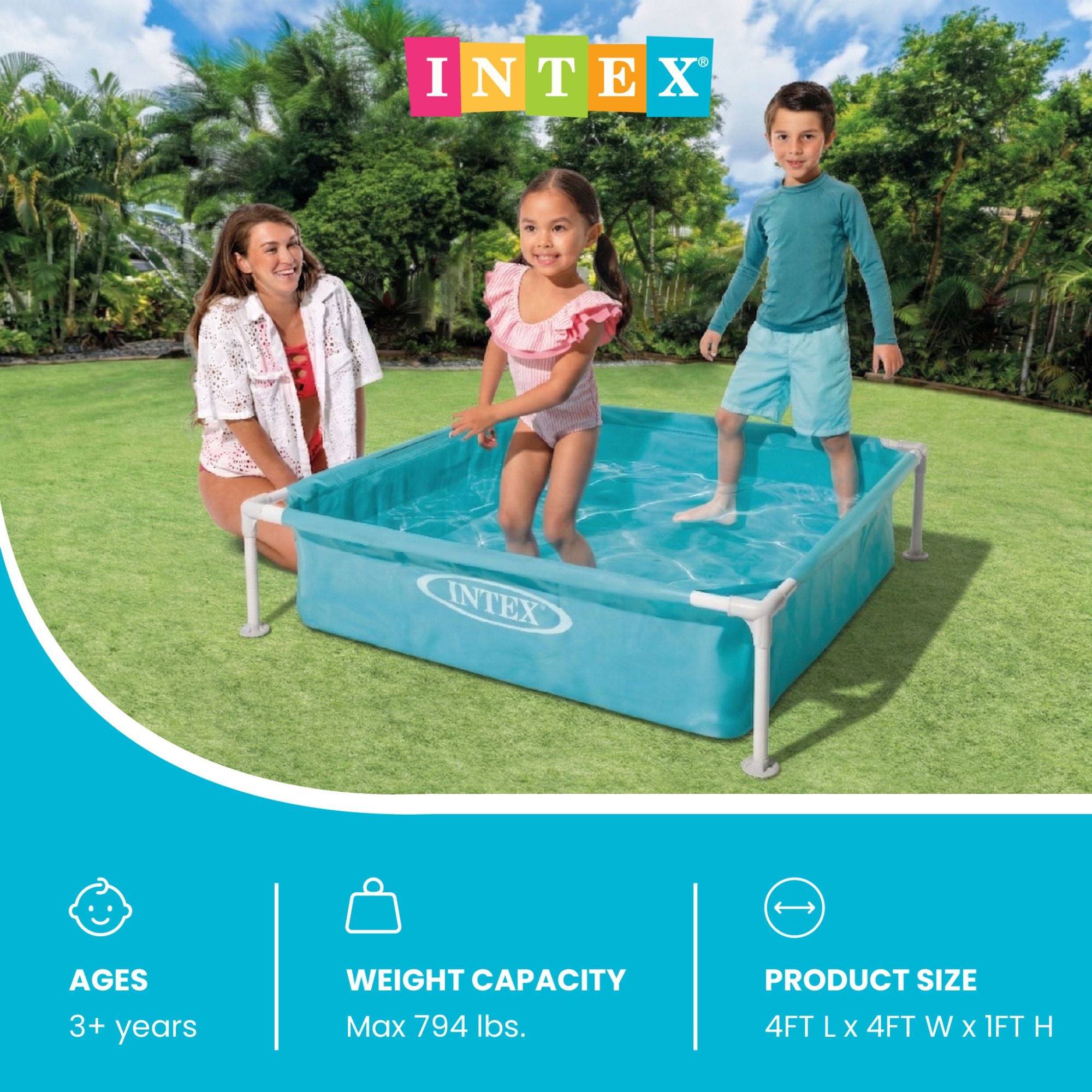 Intex Mini Frame Kids 4ft x 4ft x 12in Beginner Kiddie Swimming Pool (2 Pack)