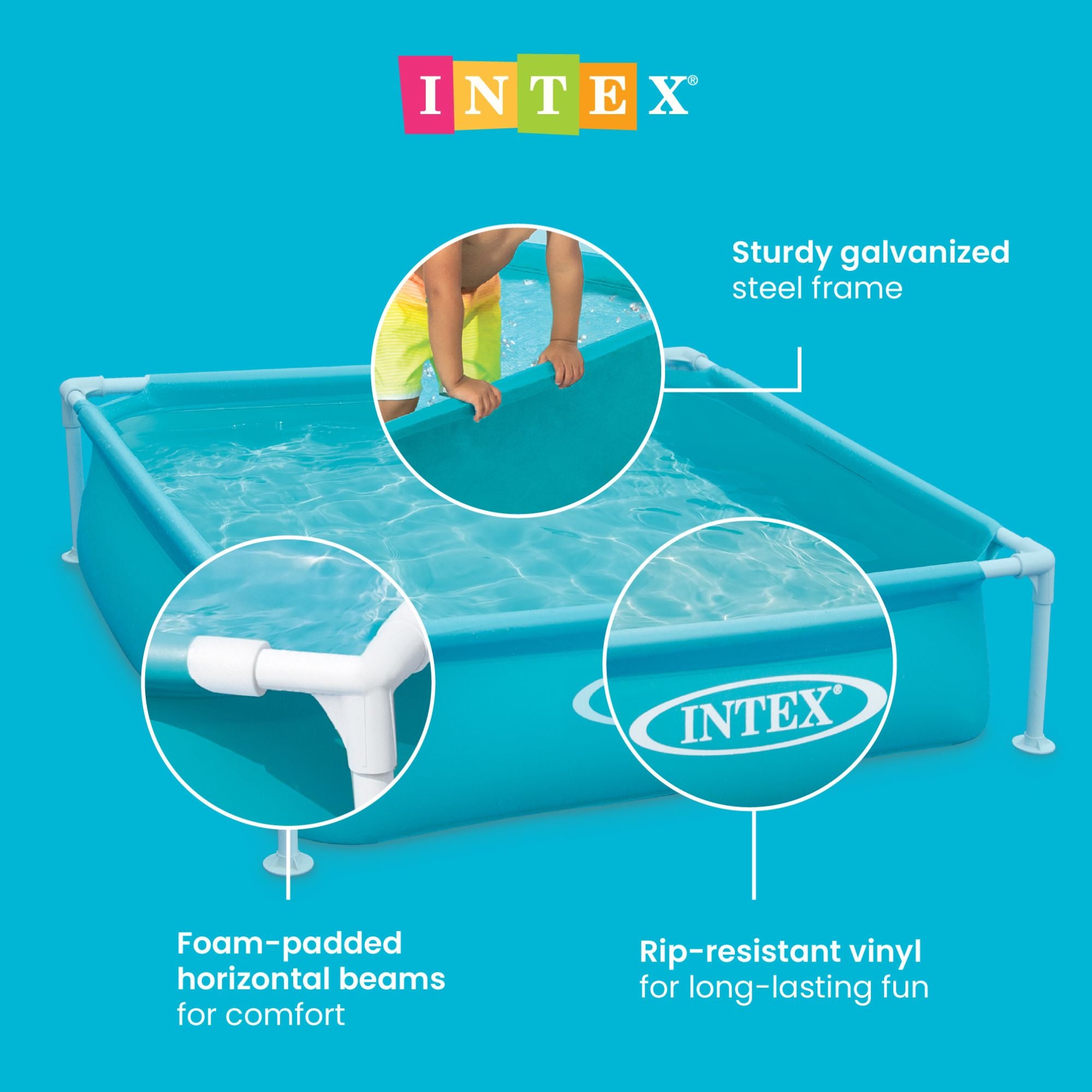 Intex 4ft x 4ft x 12in Mini Frame Kids Beginner Kiddie Swimming Pool (4 Pack)
