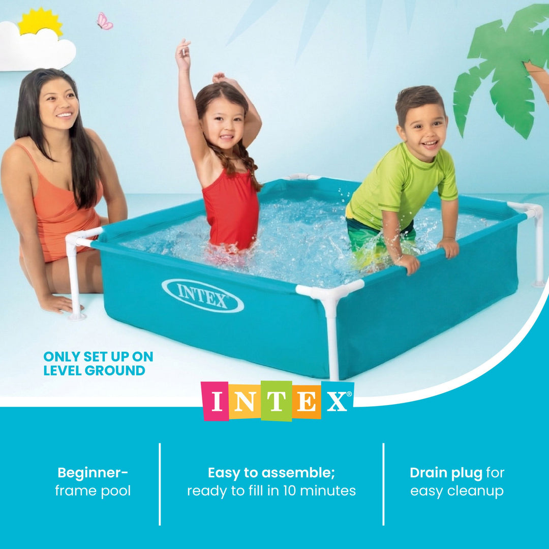 Intex 4ft x 12in Mini Frame Kiddie Beginner Swimming Pool, Ages 3 and Up, Blue - VMInnovations