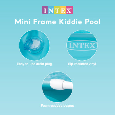 Intex 4ft x 12in Mini Frame Kiddie Beginner Swimming Pool, Ages 3 and Up, Blue