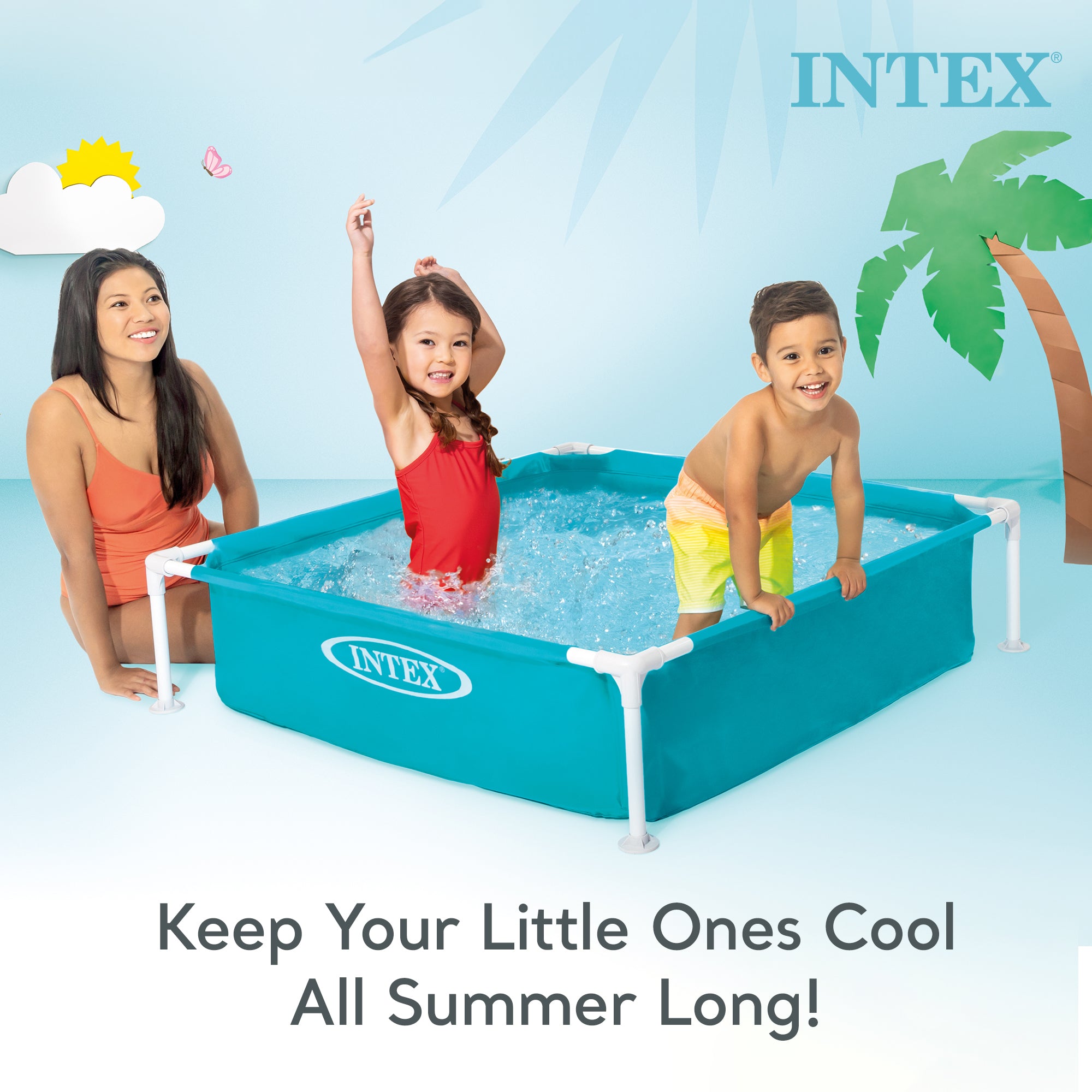 Intex 57173EP 4ft x 12in Mini Frame Kiddie Beginner Frame Swimming Pool, Blue (Refurbished)