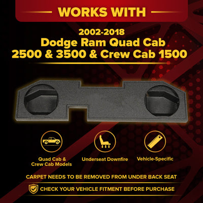 Q-Bomb Dodge Quad Cab '02-Newer Dual 10" Sub Enclosure w/ Liner Spray (Open Box)
