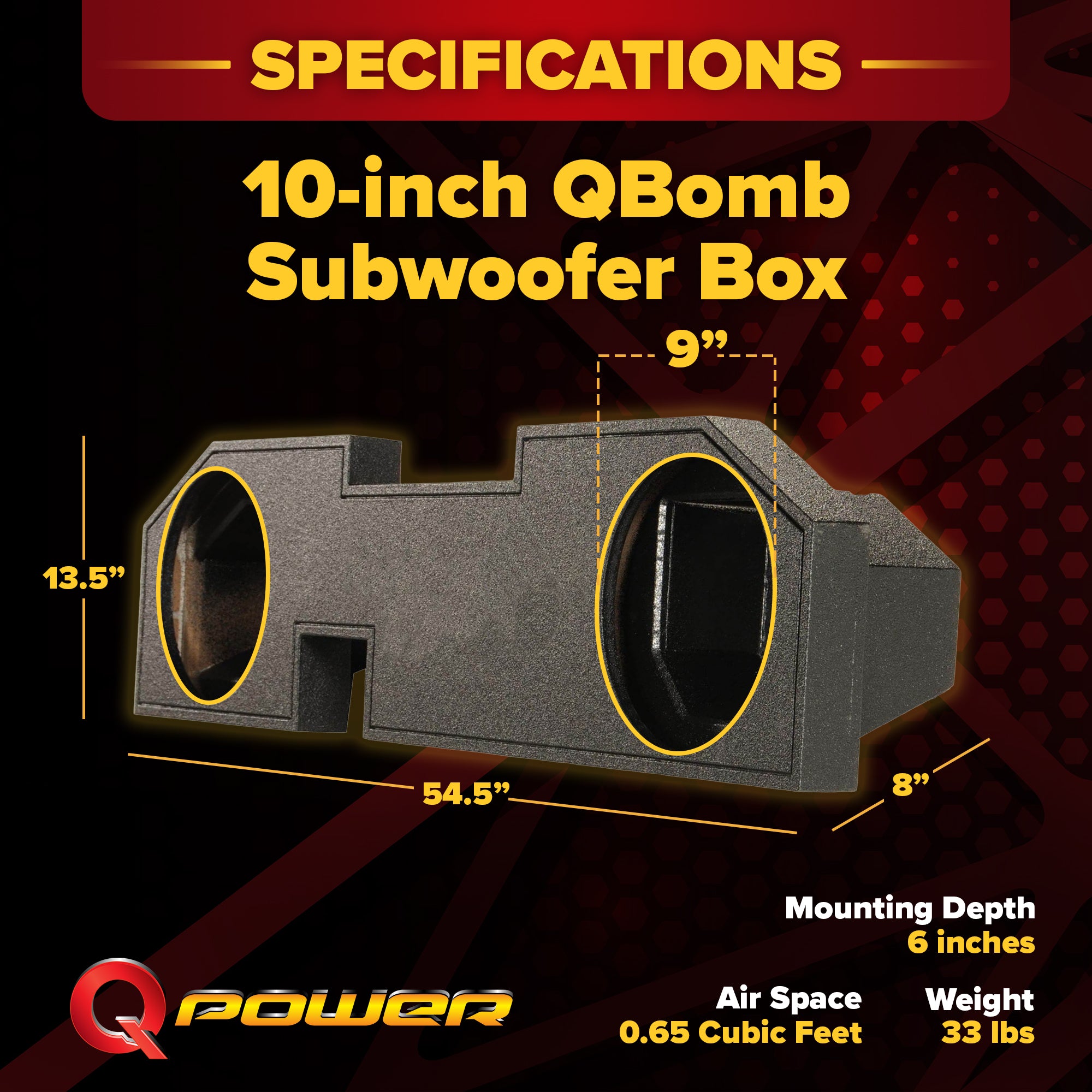 QPower Dodge Ram '02-Newer Dual 10" Sub Box Enclosure w/ Bedliner Spray (Used) - VMInnovations