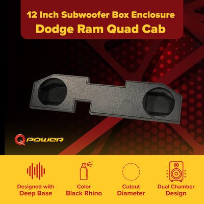 Q-Bomb Dodge Ram Quad Cab '02-Newer Dual 12" Sub Box Enclosure (Open Box)