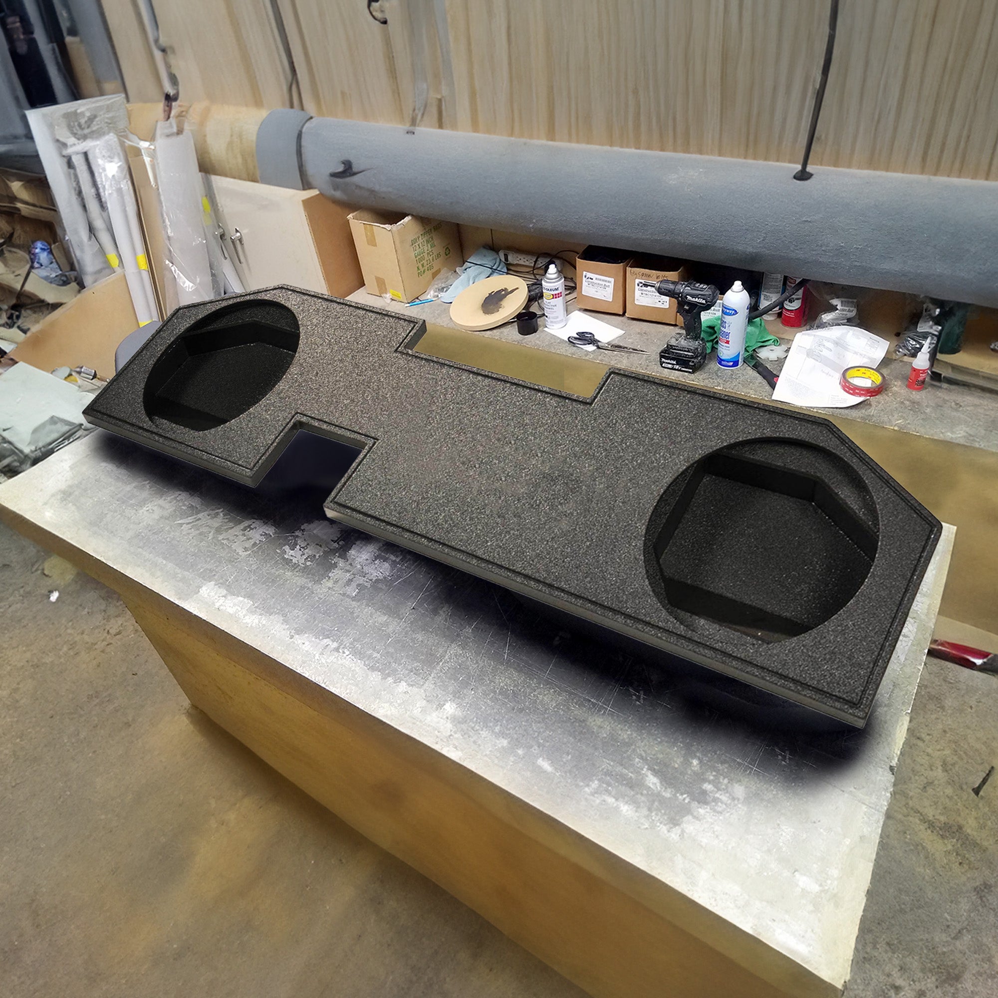 QPower Dodge Ram Quad Cab '02-Newer Dual 12" Subwoofer Box Sub Enclosure (Used) - VMInnovations