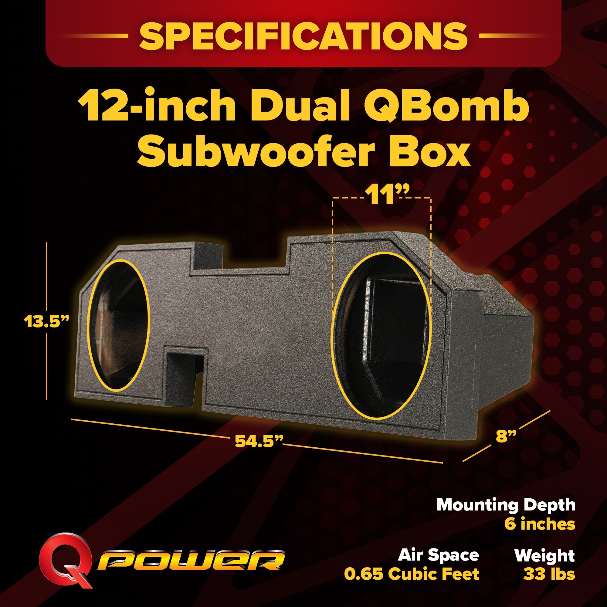 QPower Dodge Ram Quad Cab '02-Newer Dual 12" Subwoofer Box Sub Enclosure (Used)
