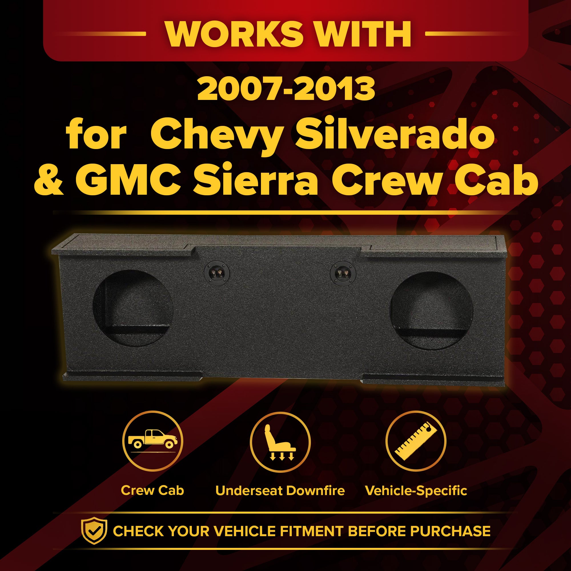 QPower GMC Chevy Crew Cab 07-13 Dual 12" Sub Box w/Bedliner Spray (Open Box)