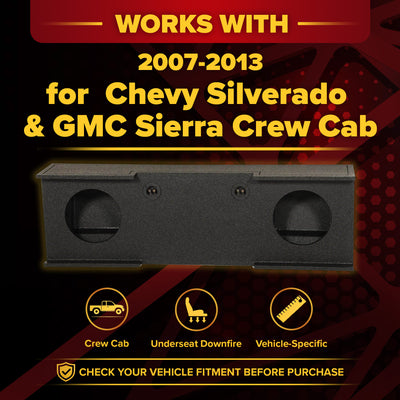 QPower GMC Chevy Crew Cab 07-13 Dual 12" Sub Box w/Bedliner Spray (Open Box)