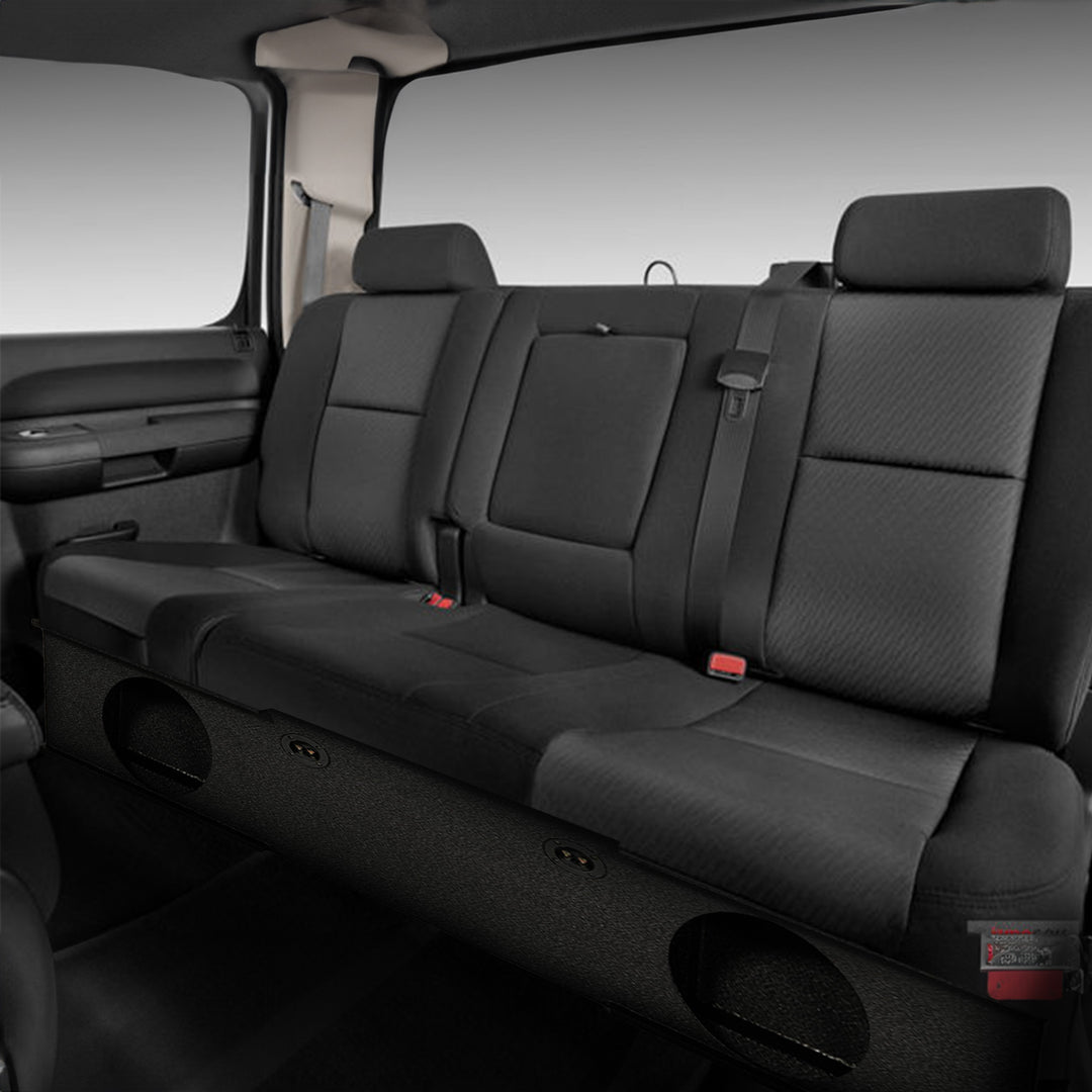 QPower GMC Chevy Crew Cab 2007-2013 Dual 12" Sub Box Enclosure w/ Bedliner Spray